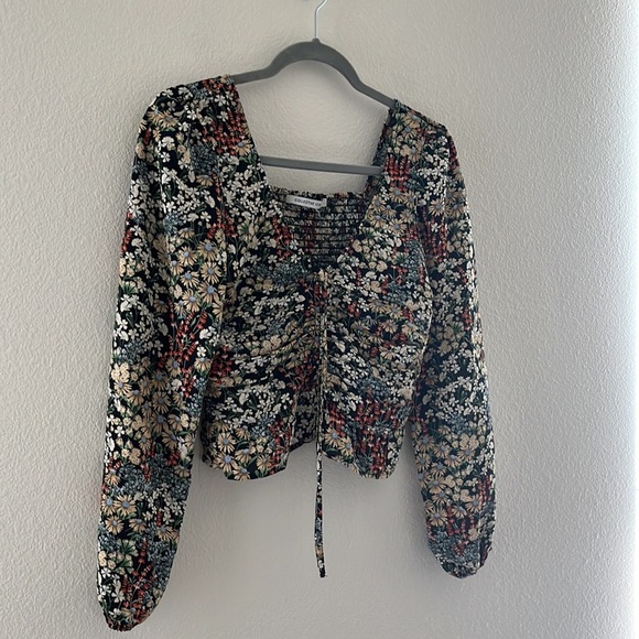 Collective concepts ruched floral cropped top sz S - Picture 11 of 11